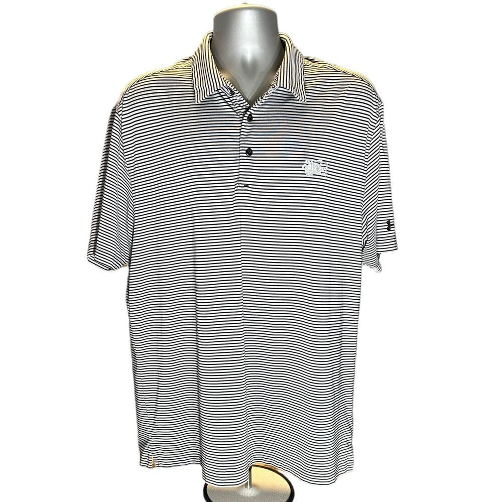 Under Armour Black and Gray Striped Short Sleeve Performance Polo Size XL